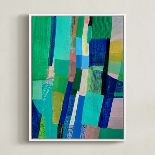 This is a turquoise art by Poppy Dodge called tomales road: aerial pastures