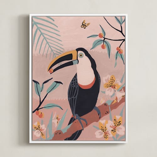 This is a pink bisque art by Stefanie Lane called tropic toucan i