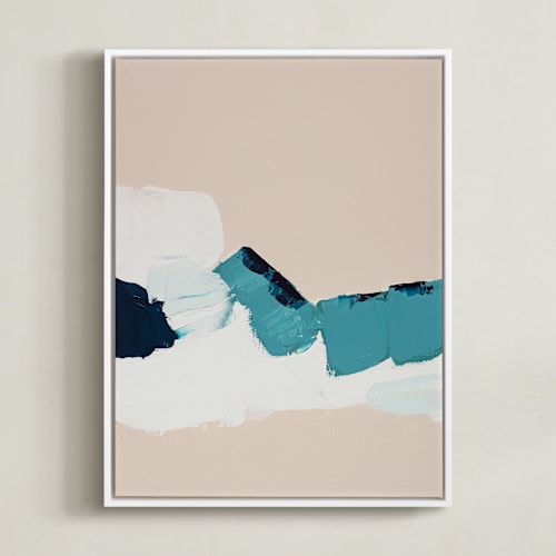 This is a dark turquoise blue art by Caryn Owen called hidden beach diptych i