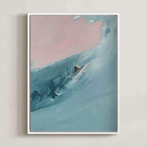 This is a light turquoise blue art by Caryn Owen called santa cruz surfer