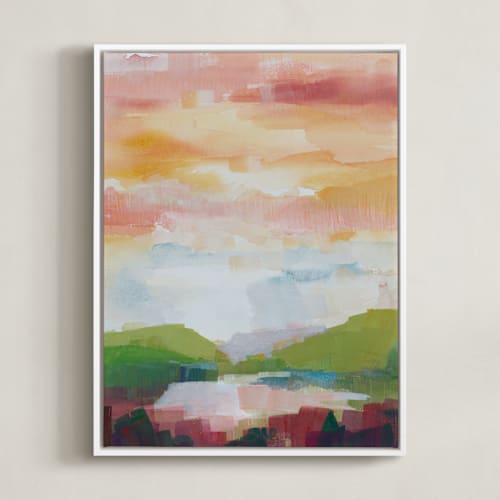 This is a vibrant pink art by sue prue called leaving ojai