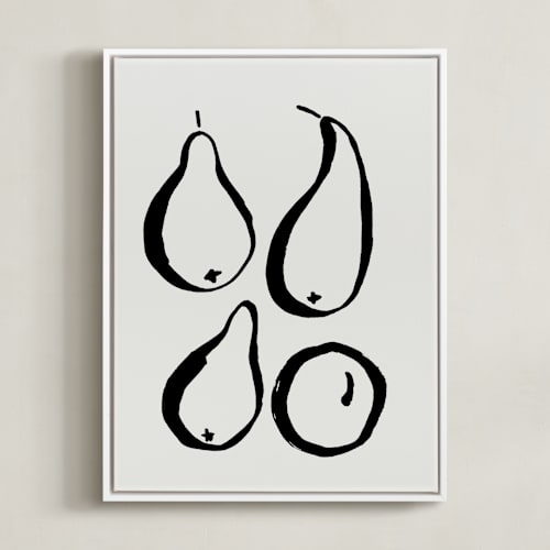 This is a black and off-white art by Sonya Percival called still-life with four pears