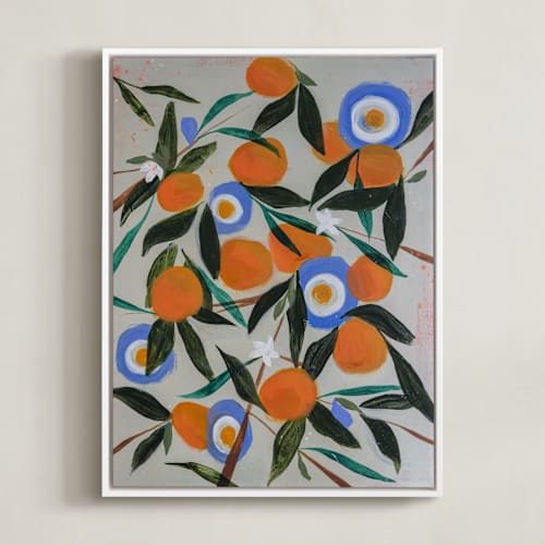 This is a white art by Rachel Roe called orange tree