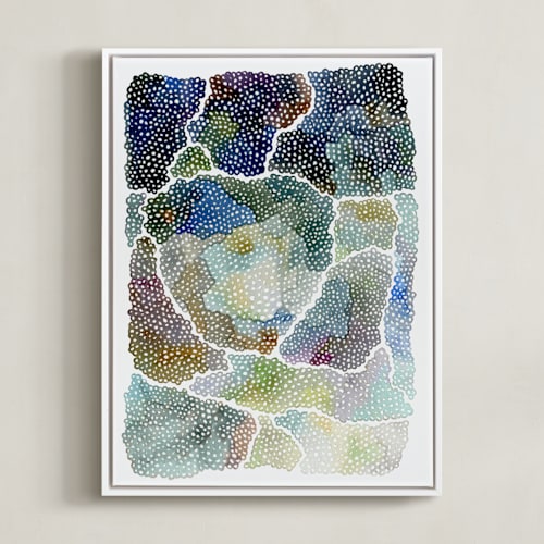 This is a teal art with standard by Kelly Place called freckle topography ii