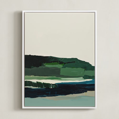 This is a deep green art by Caryn Owen called spring seascape diptych i