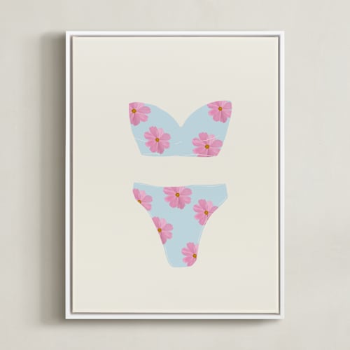 This is a sky blue kids wall art by Johanne Dziemian called beach day 1