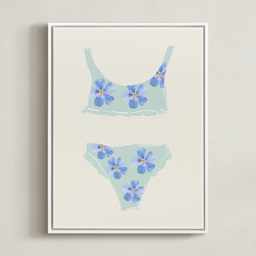 This is a minty green kids wall art by Johanne Dziemian called beach day 2