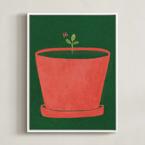 This is a tomato red kids wall art by Sabrina Excene called tiny sprout