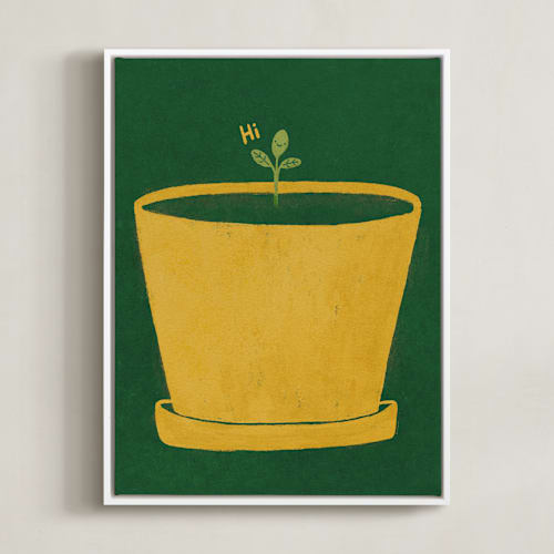 This is a dandelion yellow kids wall art by Sabrina Excene called tiny sprout