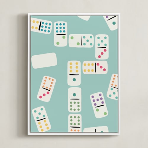 This is a aqua kids wall art by Lauren Jinhee called playful pairs