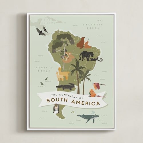 This is a moss kids wall art with standard by Kamala Nahas called animals of south america