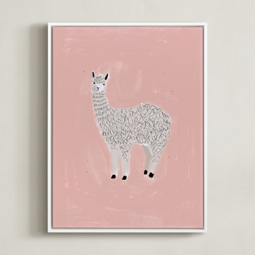 This is a rose kids wall art by SALLY MURPHY called sunshine alpaca