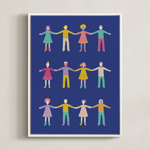 This is a denim kids wall art by Nieves Herranz called happy people