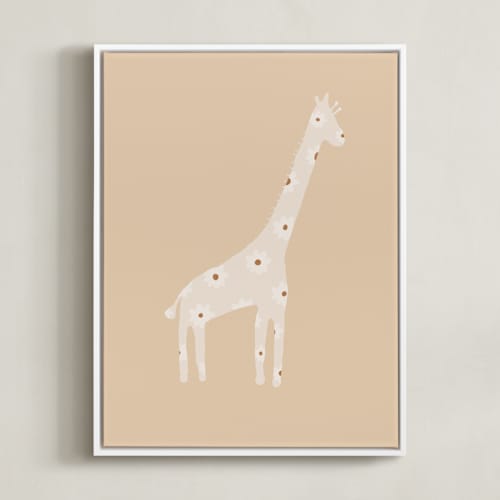 This is a neutral beige art by Dawn Smith called sweet giraffe.