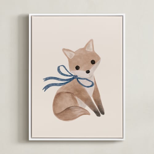 This is a royal blue art with standard by Vivian Yiwing called fox with bow