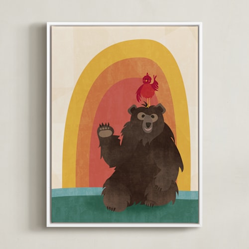 This is a warm rainbow nursery wall art by Kamala Nahas called play day