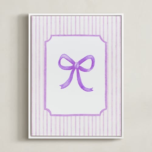 This is a purple nursery wall art by Vivi Furlong called coquette blue bow