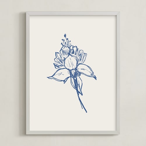 This is a off white / classic blue art by Miranda Mol called fuchsia 2 of 2 diptych