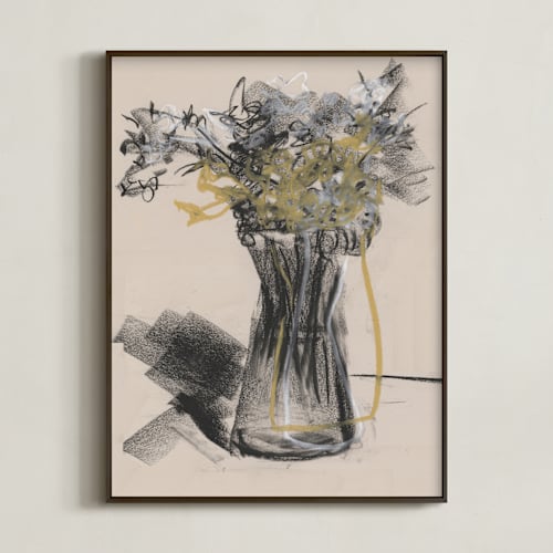 This is a exercise on gentle yellow art with standard by Bethania Lima called vase of flower gestural drawing exercise