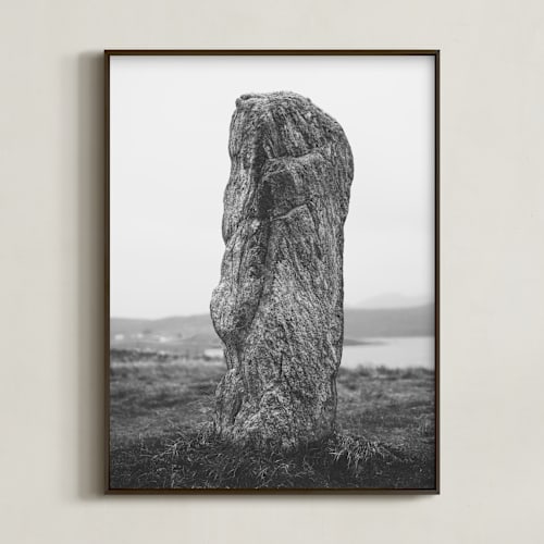 This is a black and white art by Kamala Nahas called standing stones iii