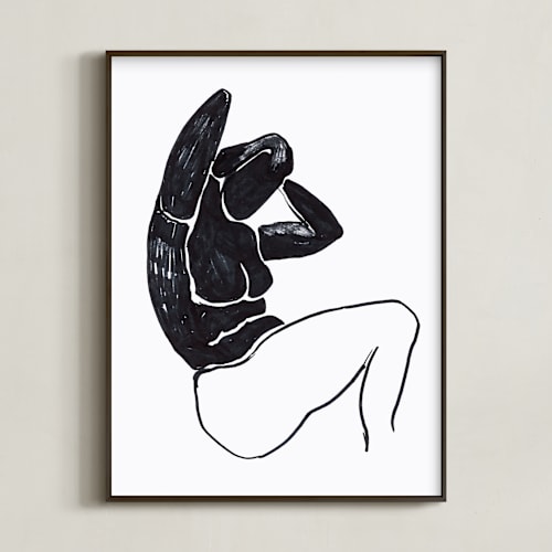 This is a black on white art by Oana Prints called sitting nude