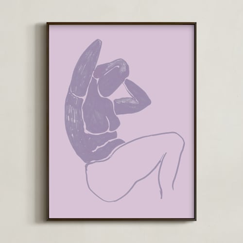 This is a pastel purple art by Oana Prints called sitting nude
