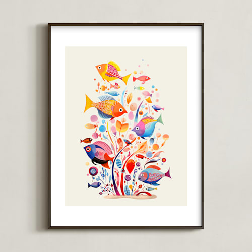 This is a aqua kids wall art by Tatjana Koraksic called fishes