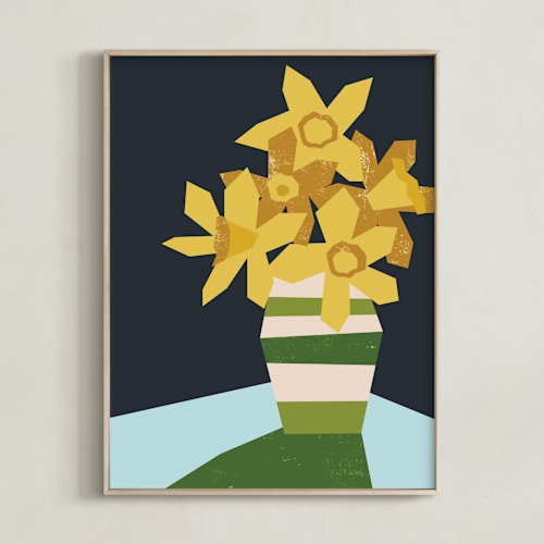 This is a olive green art by Morgan Kendall called striped vase