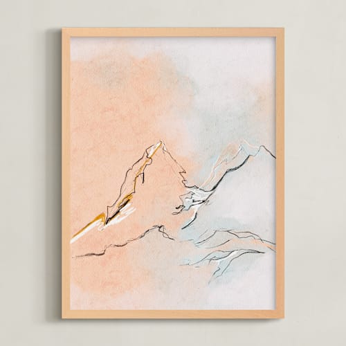 This is a peach pastel art by Shraddha Dharia called cloud mountains