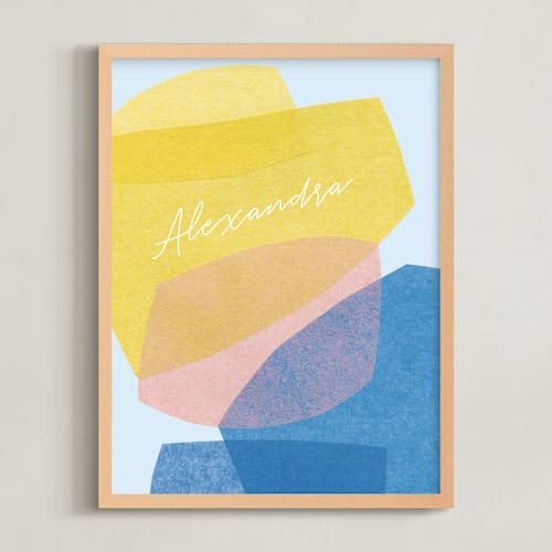 This is a lemon blueberry personalized art for kids by Carrie Moradi called bright boulders