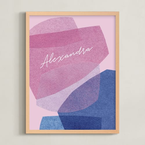 This is a raspberry spritz personalized art for kids by Carrie Moradi called bright boulders