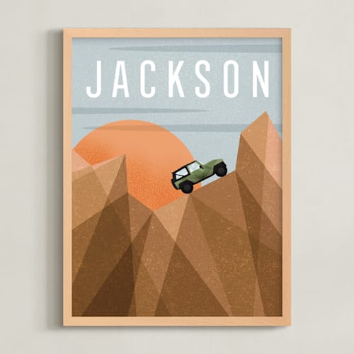 This is a green personalized art for kids by Erin German called canyon adventure