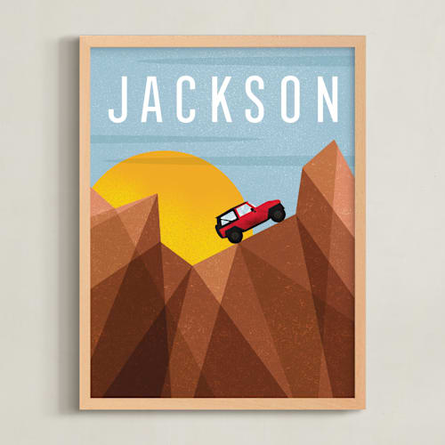 This is a red personalized art for kids by Erin German called canyon adventure