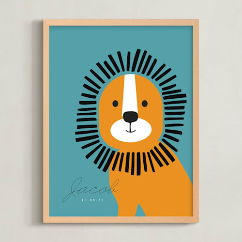 This is a orange personalized art for kids by Oma N. Ramkhelawan called lion