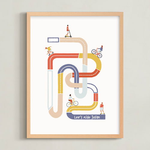 This is a sorbet personalized art for kids by Pati Cascino called so many roads to ride