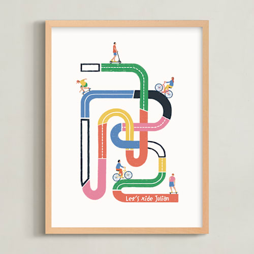 This is a rainbow personalized art for kids by Pati Cascino called so many roads to ride
