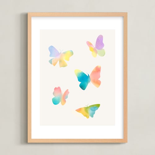 This is a sky kids wall art by Lindsay Megahed called watercolor butterflies