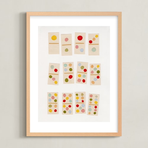 This is a sherbet kids wall art by Alisa Galitsyna called playful dominoes