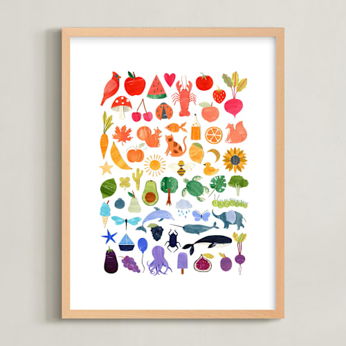 This is a rainbow kids wall art by Sarah Knight called paper rainbow