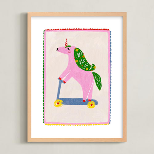 This is a cherry blossom kids wall art with standard by Kartika Paramita called rollin unicorn