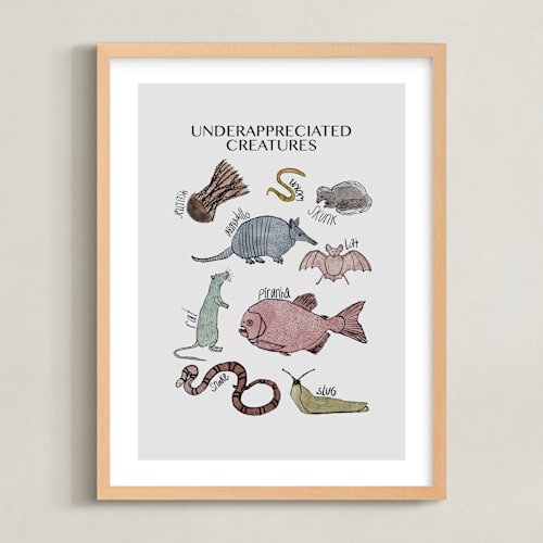 This is a earthy russet kids wall art by Kellie Dykast called underappreciated creatures