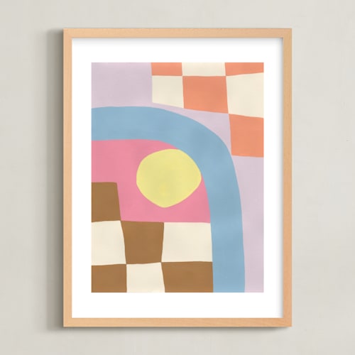 This is a peach fuzz kids wall art by Coby Starck called lazy daze