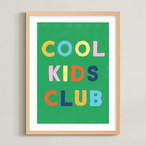 This is a grass green kids wall art with standard by Kiersten Garner called cool kids club