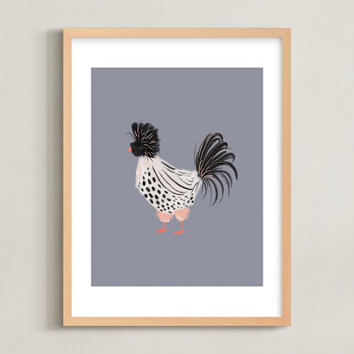 This is a purple grey kids wall art by SALLY MURPHY called spotted hen