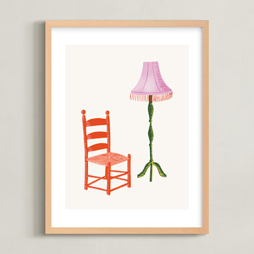 This is a pretty pink kids wall art by Sarah Knight Davis called a doll's house 2