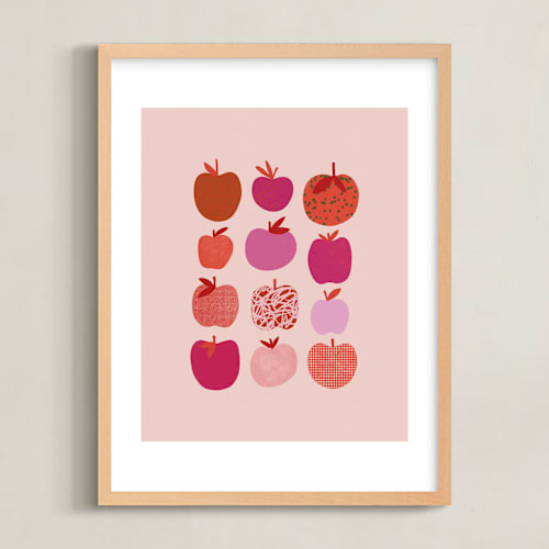 This is a grapefruit pink kids wall art by Alisa Galitsyna called apples