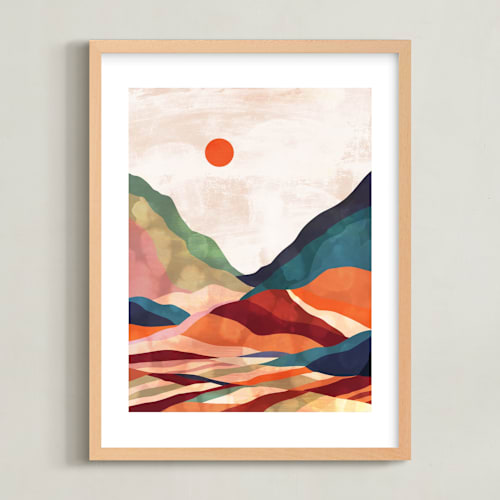 This is a burned orange kids wall art by Mojca Dolinar called autumn landscape