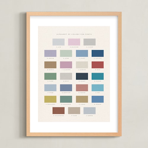 This is a poetry kids wall art by Sumak Studio called alphabet of colors for poets