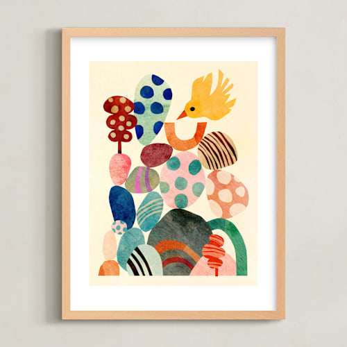 This is a off white kids wall art by Mojca Dolinar called keep the balance