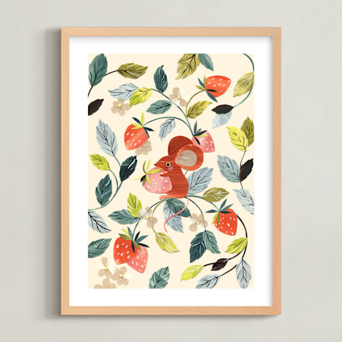 This is a strawberry kids wall art by Sarah Knight called strawberry thief